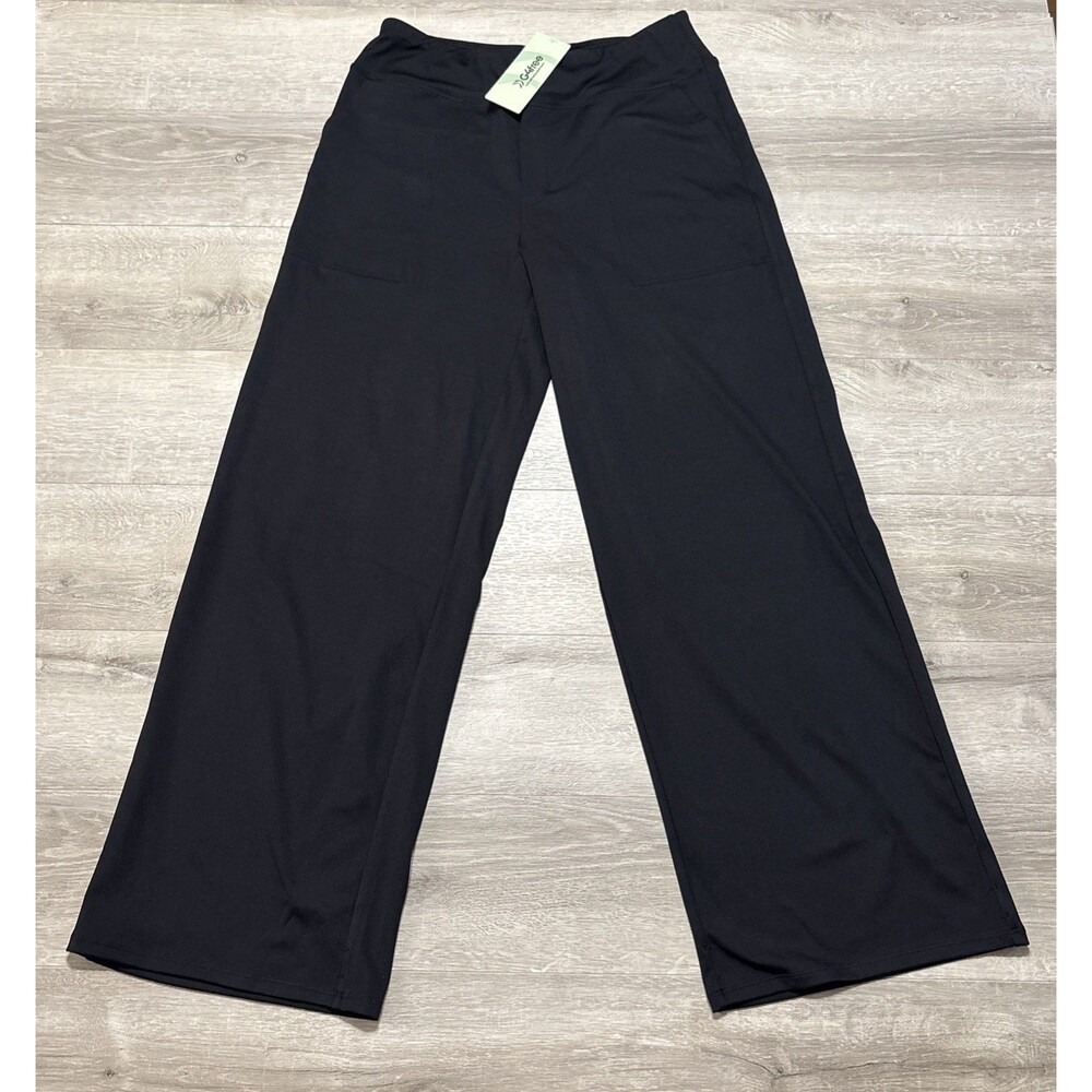 G4Free Wide Leg Pants Womens XL Black Stretch Pull On Yoga Travel Casual Pockets